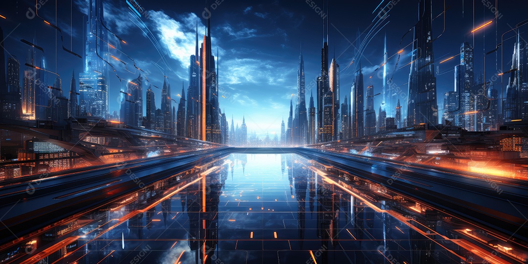 Fundo de tecnologia futurista com uma interface HUD digital