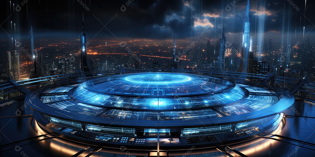 Fundo de tecnologia futurista com uma interface HUD digital