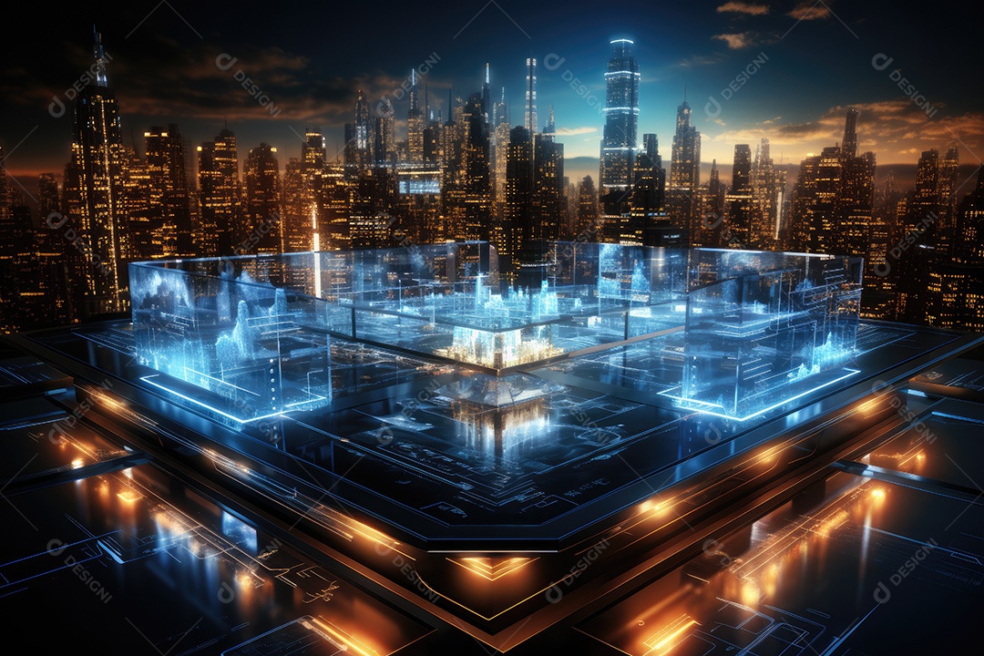 Fundo de tecnologia futurista com uma interface HUD digital