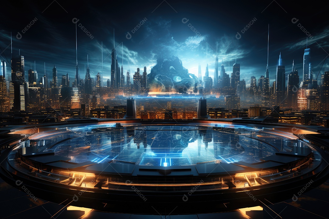 Fundo de tecnologia futurista com uma interface HUD digital