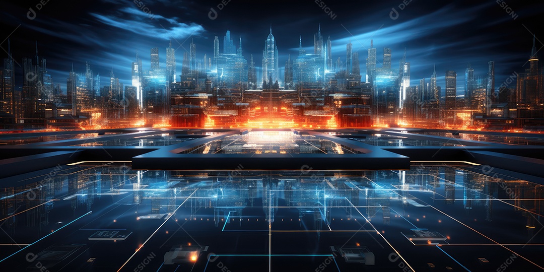 Fundo de tecnologia futurista com uma interface HUD digital