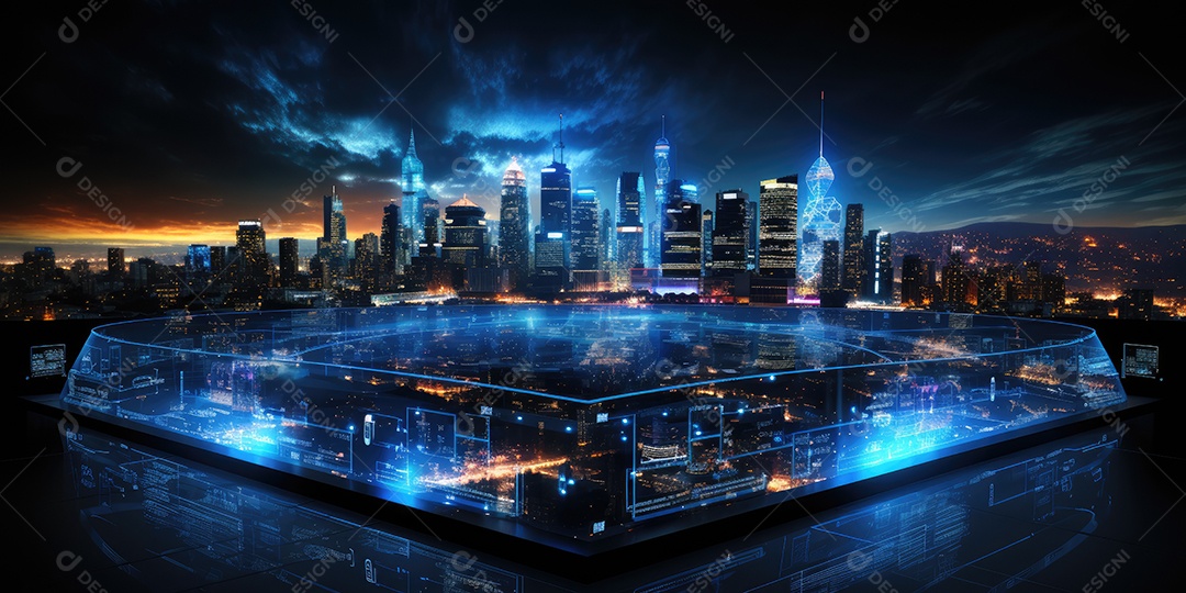 Fundo de tecnologia futurista com uma interface HUD digital