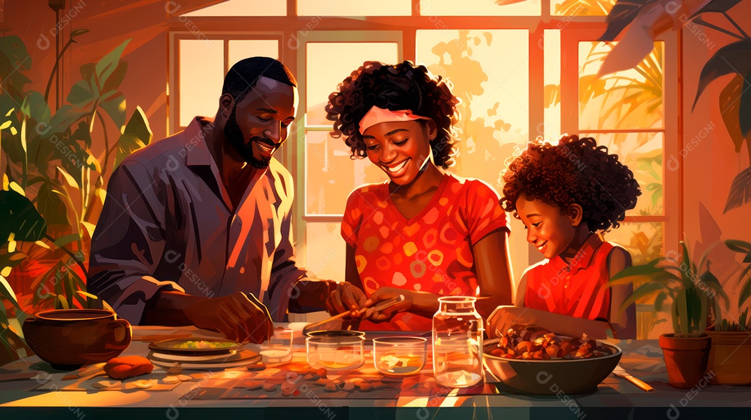 Dia Internacional da Família, 15 de maio, estilo aquarela, IA generativa.