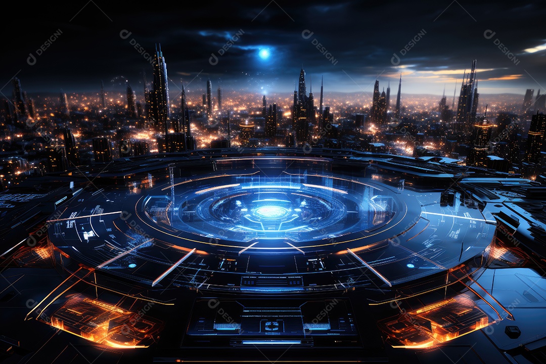 Fundo de tecnologia futurista com uma interface HUD digital