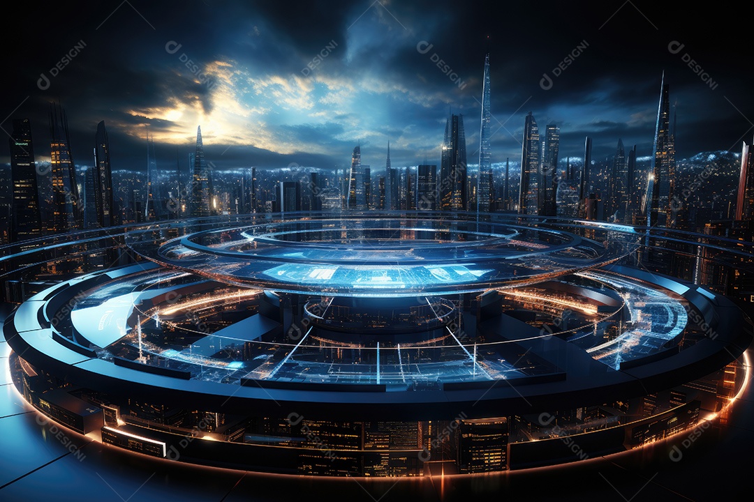 Fundo de tecnologia futurista com uma interface HUD digital