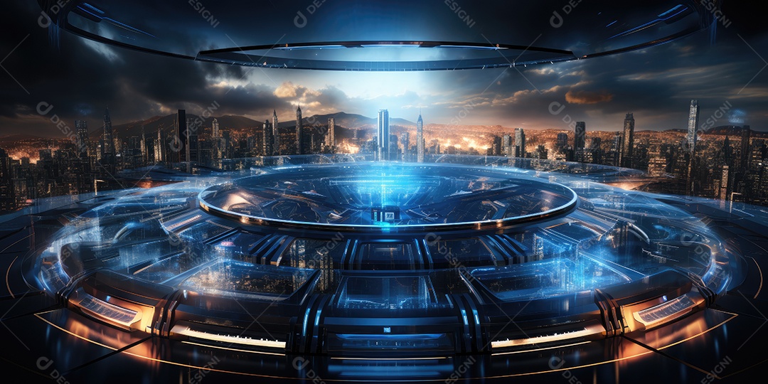 Fundo de tecnologia futurista com uma interface HUD digital