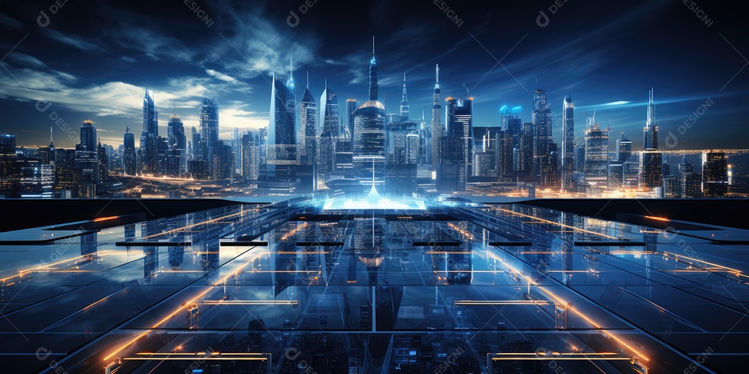 Fundo de tecnologia futurista com uma interface HUD digital