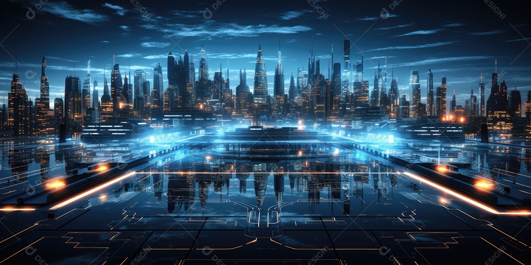 Fundo de tecnologia futurista com uma interface HUD digital