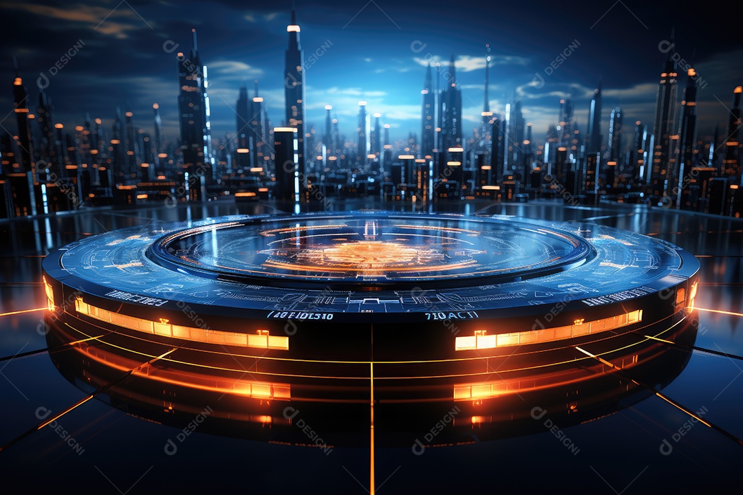 Fundo de tecnologia futurista com uma interface HUD digital