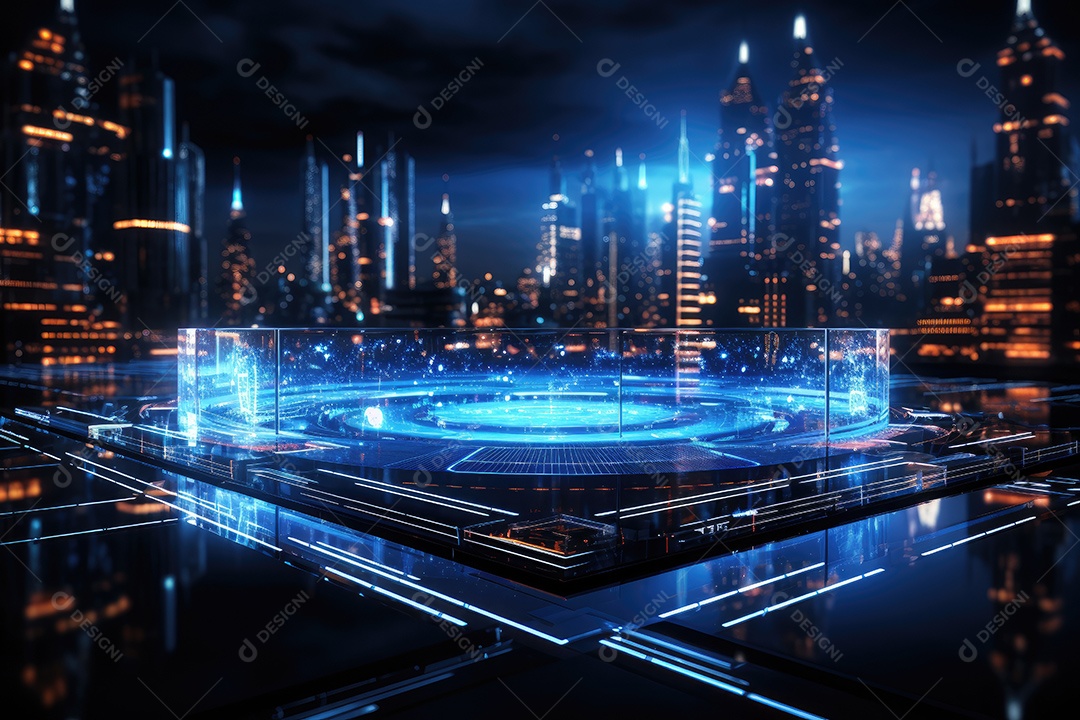 Fundo de tecnologia futurista com uma interface HUD digital