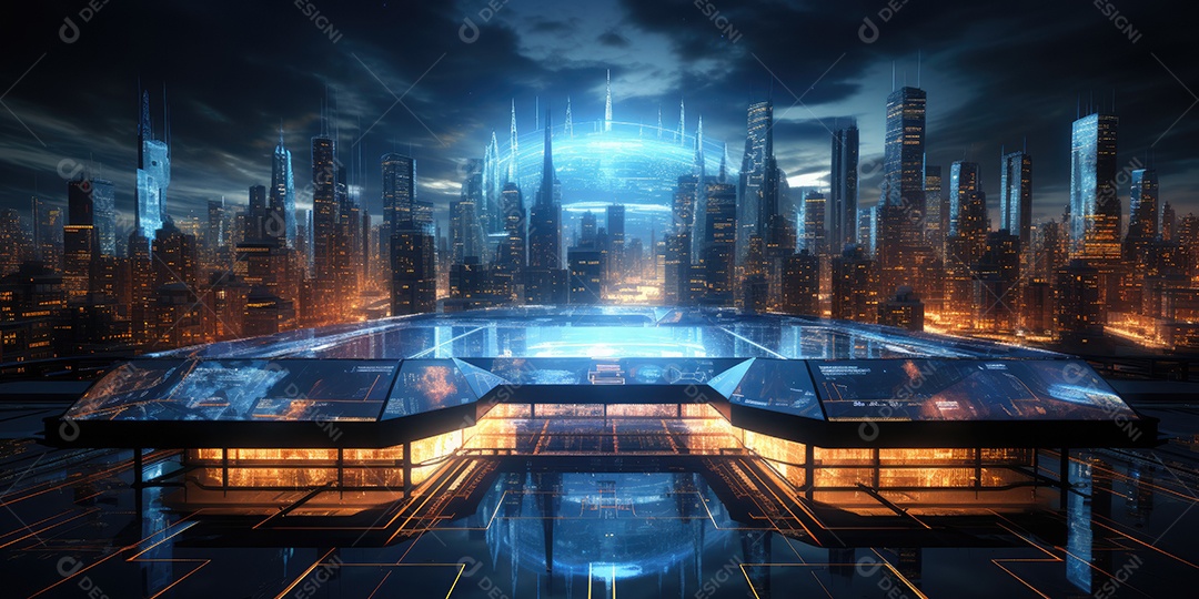 Fundo de tecnologia futurista com uma interface HUD digital