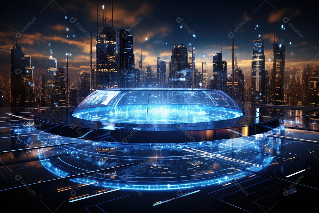 Fundo de tecnologia futurista com uma interface HUD digital