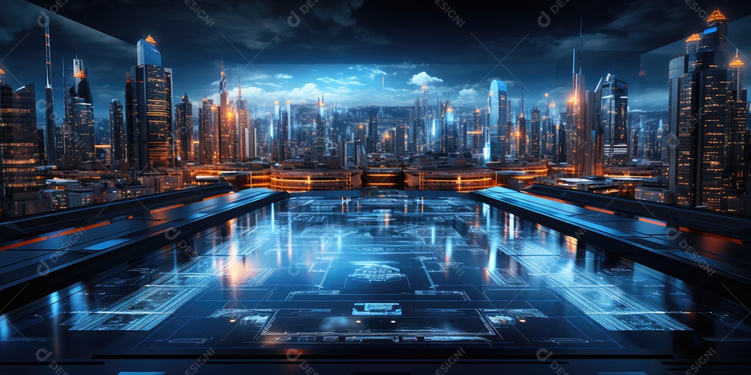 Fundo de tecnologia futurista com uma interface HUD digital