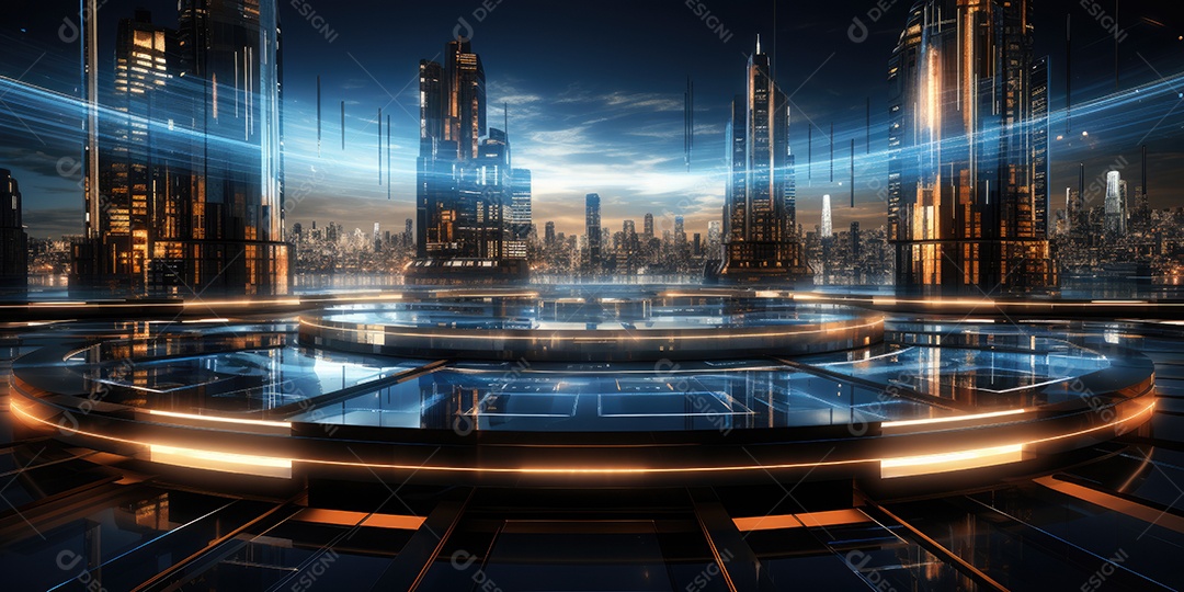 Fundo de tecnologia futurista com uma interface HUD digital