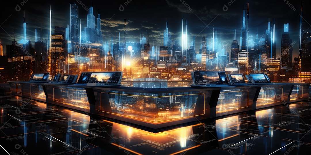 Fundo de tecnologia futurista com uma interface HUD digital