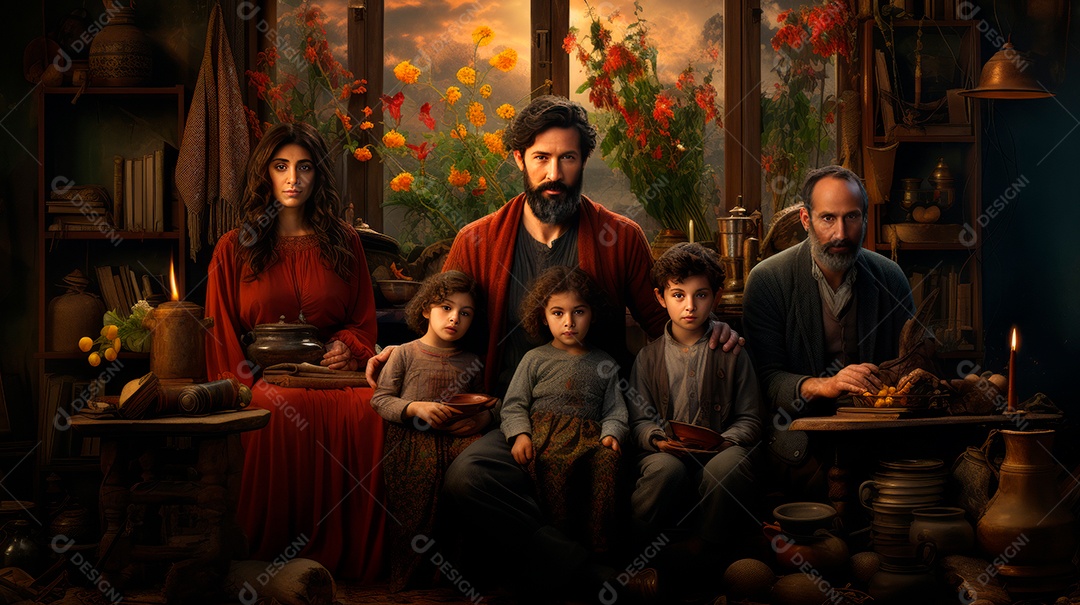 Dia Internacional da Família, 15 de maio, estilo aquarela, IA generativa.