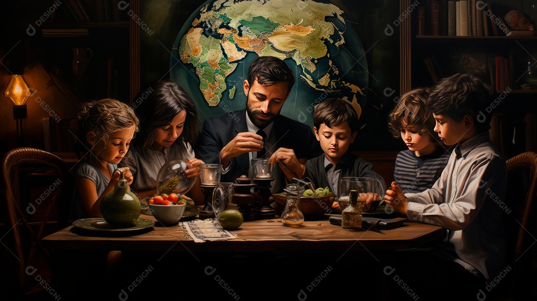 Dia Internacional da Família, 15 de maio, estilo aquarela, IA generativa.