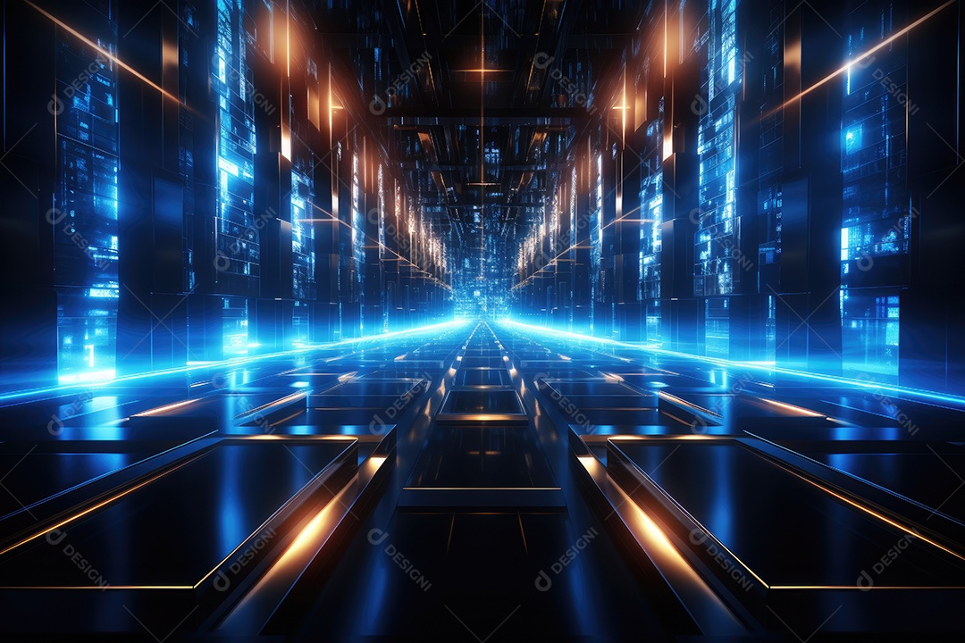 Fundo abstrato de tecnologia futurista com linhas para rede gerado por IA