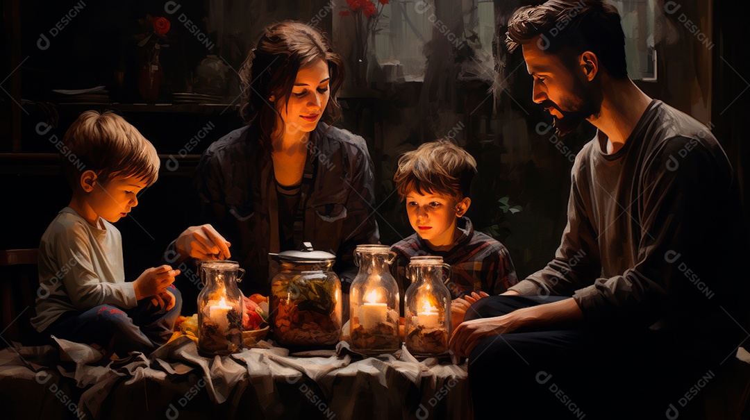 Dia Internacional da Família, 15 de maio, estilo aquarela, IA generativa.