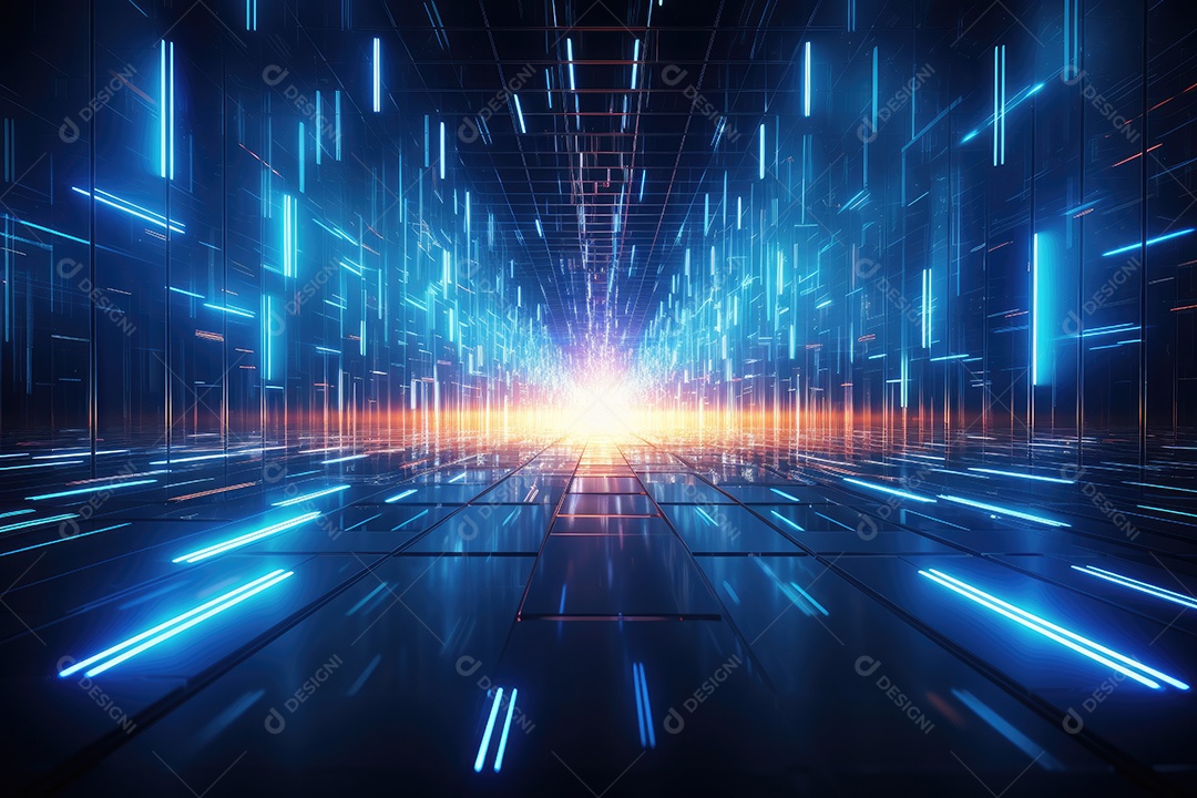 Fundo abstrato de tecnologia futurista com linhas para rede gerado por IA