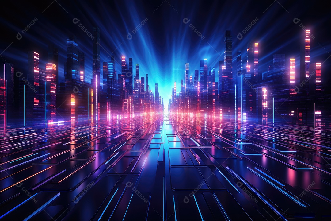 Fundo abstrato de tecnologia futurista com linhas para rede gerado por IA