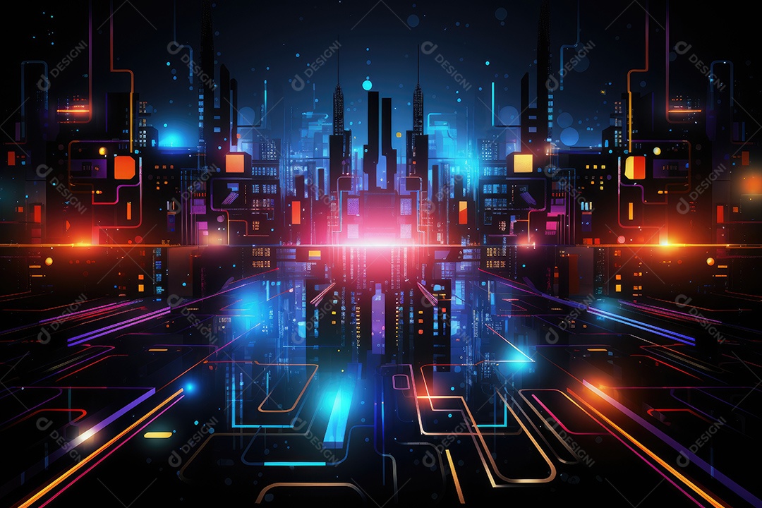 Fundo de tecnologia futurista abstrata com linhas para rede