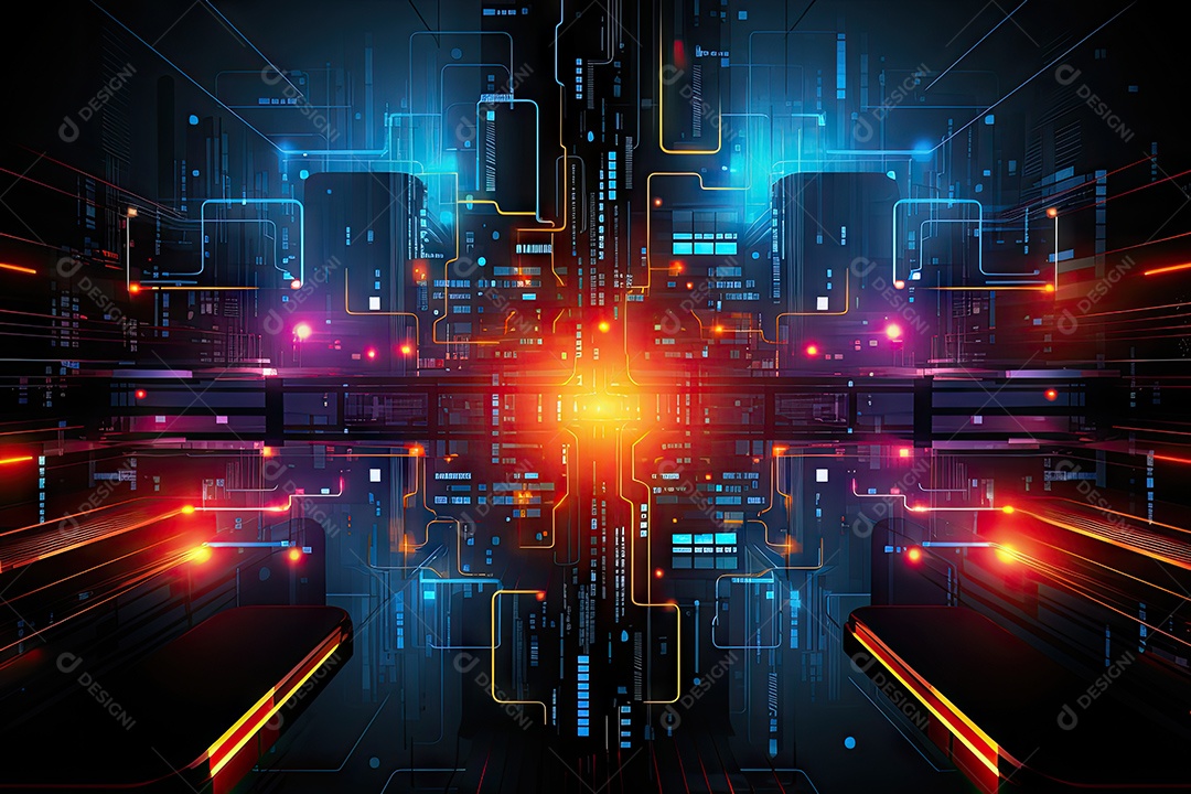 Fundo de tecnologia futurista abstrata com linhas para rede