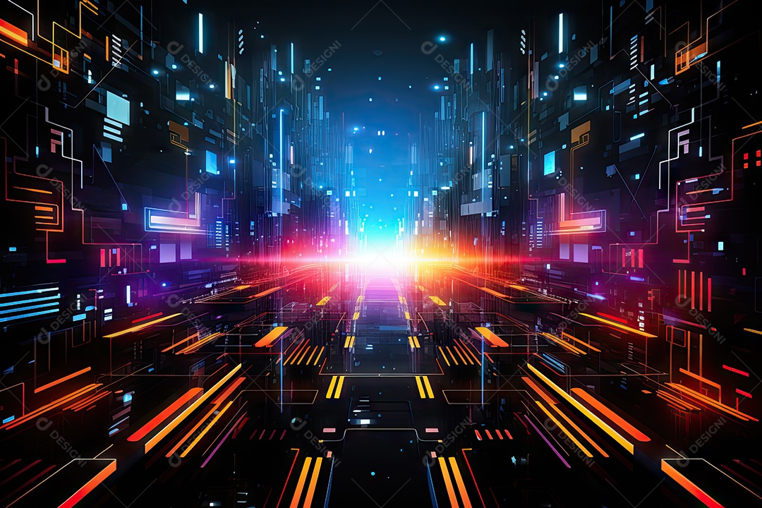 Fundo de tecnologia futurista abstrata com linhas para rede