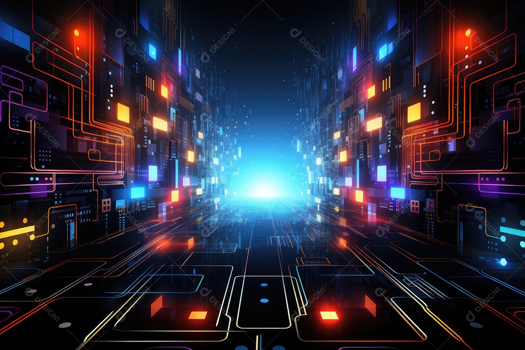 Fundo de tecnologia futurista abstrata com linhas para rede