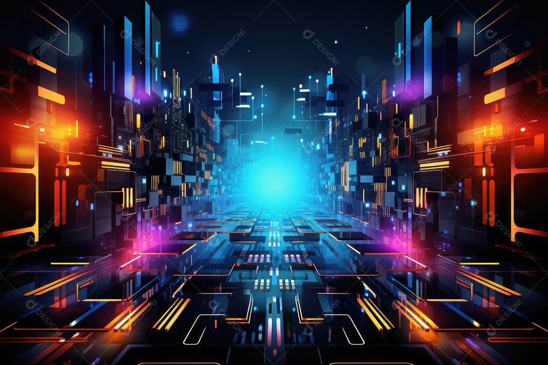 Fundo de tecnologia futurista abstrata com linhas para rede