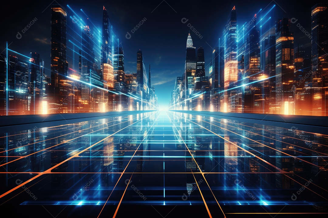 Fundo de tecnologia futurista abstrata com linhas para rede