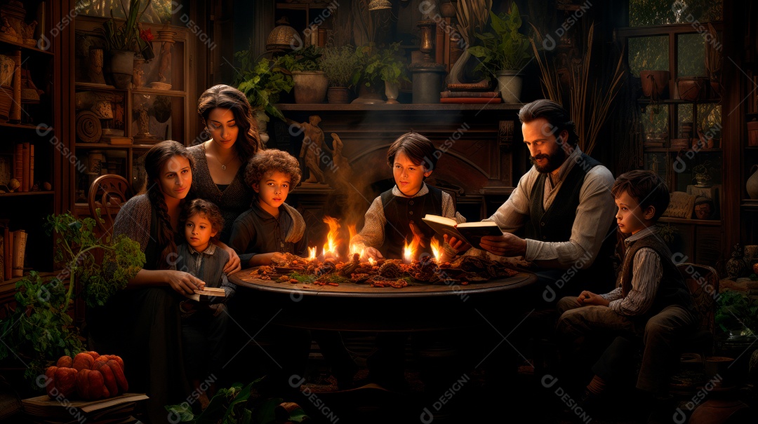 Dia Internacional da Família, 15 de maio, estilo aquarela, IA generativa.