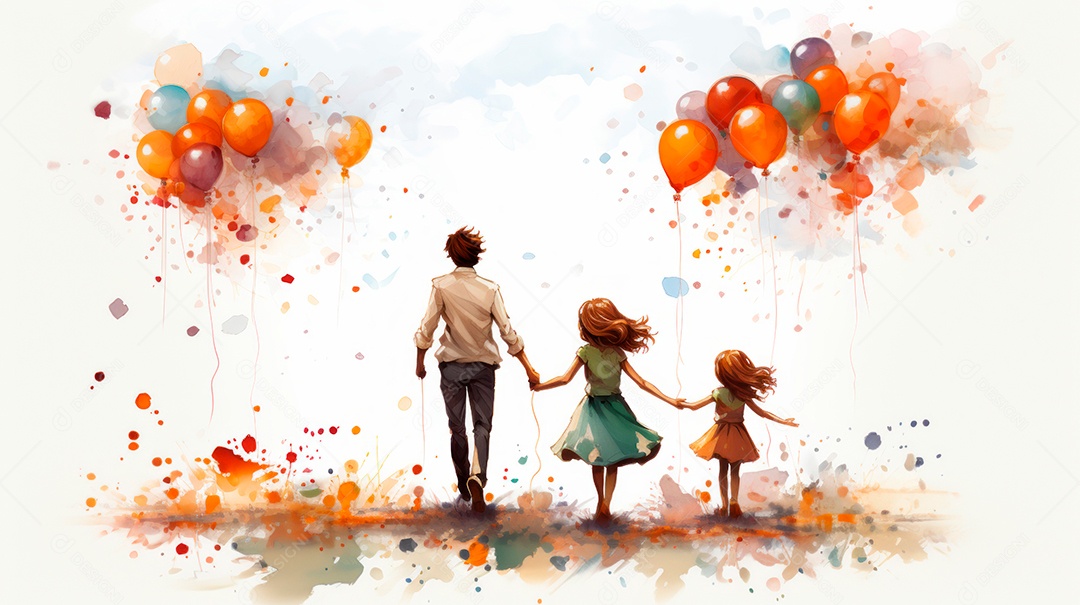 Dia Internacional da Família, 15 de maio, estilo aquarela, IA generativa.