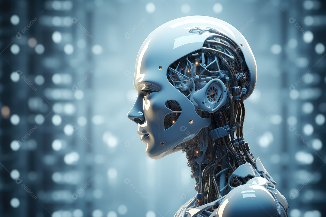 Robô charmoso joga jogos em realidade virtual através de óculos VR no sofá com um ambiente divertido e divertido