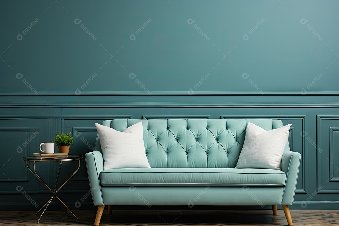 Uma moldura simples para simular um ambiente contemporâneo em uma sala de estar