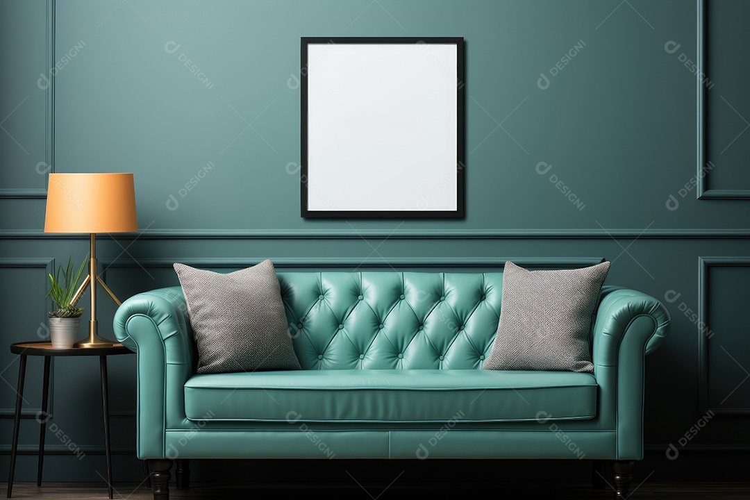 Uma moldura simples para simular um ambiente contemporâneo em uma sala de estar