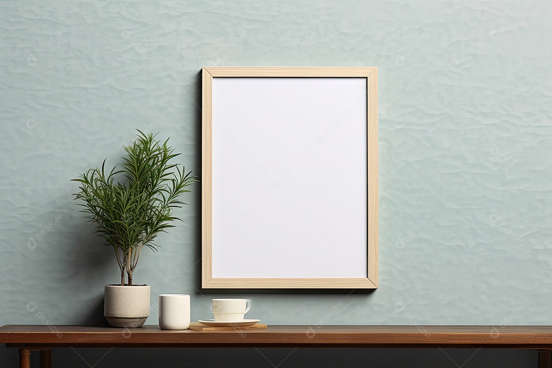 Uma moldura simples para simular um ambiente contemporâneo em uma sala de estar