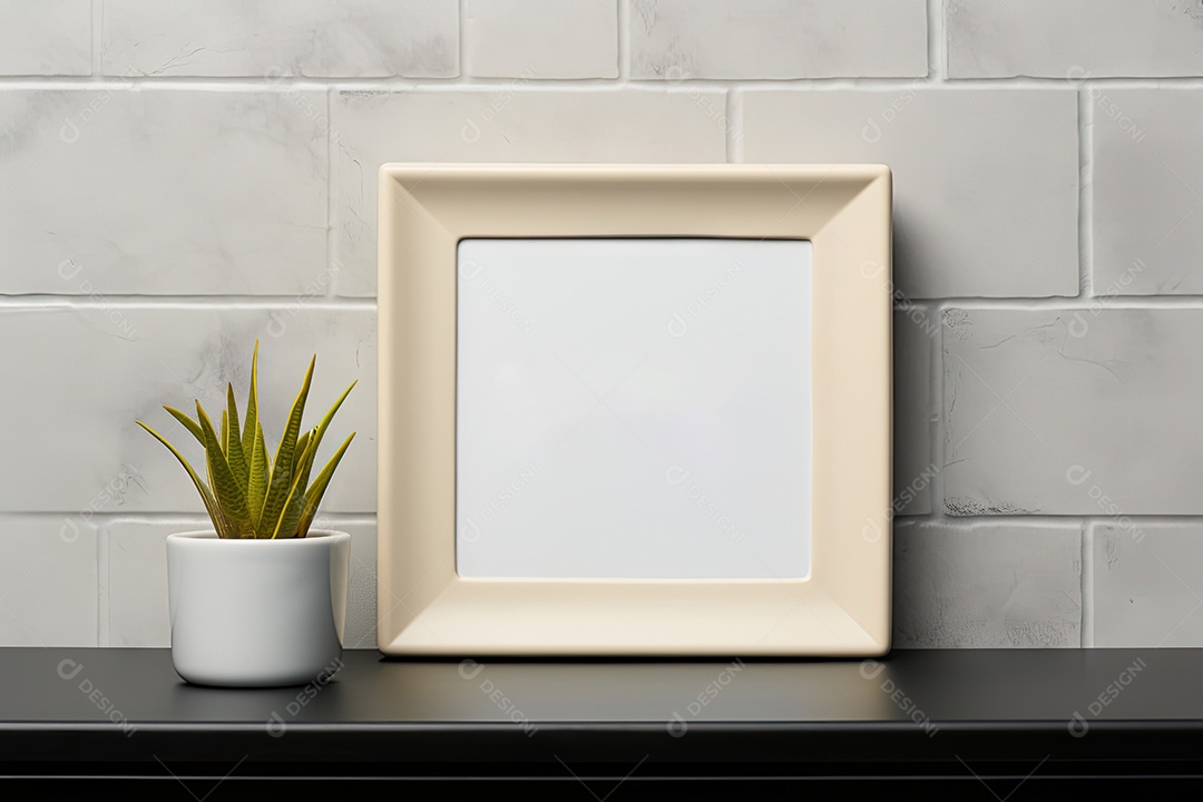 Uma moldura simples para simular um ambiente contemporâneo em uma sala de estar