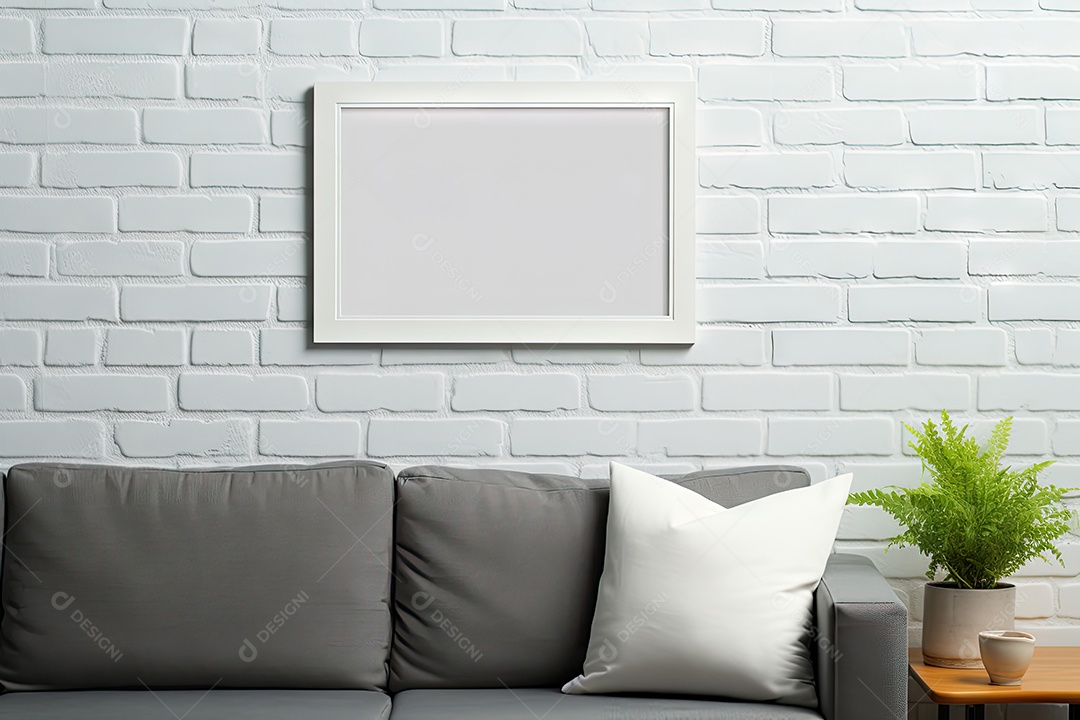 Uma moldura simples para simular um ambiente contemporâneo em uma sala de estar