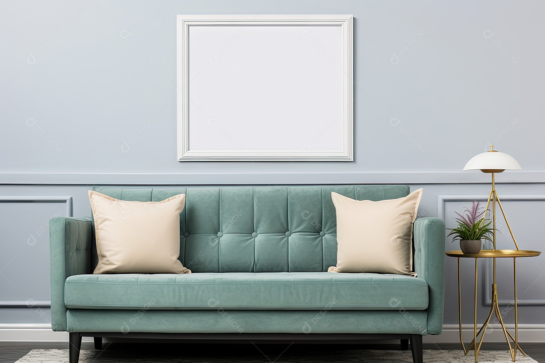 Uma moldura simples para simular um ambiente contemporâneo em uma sala de estar