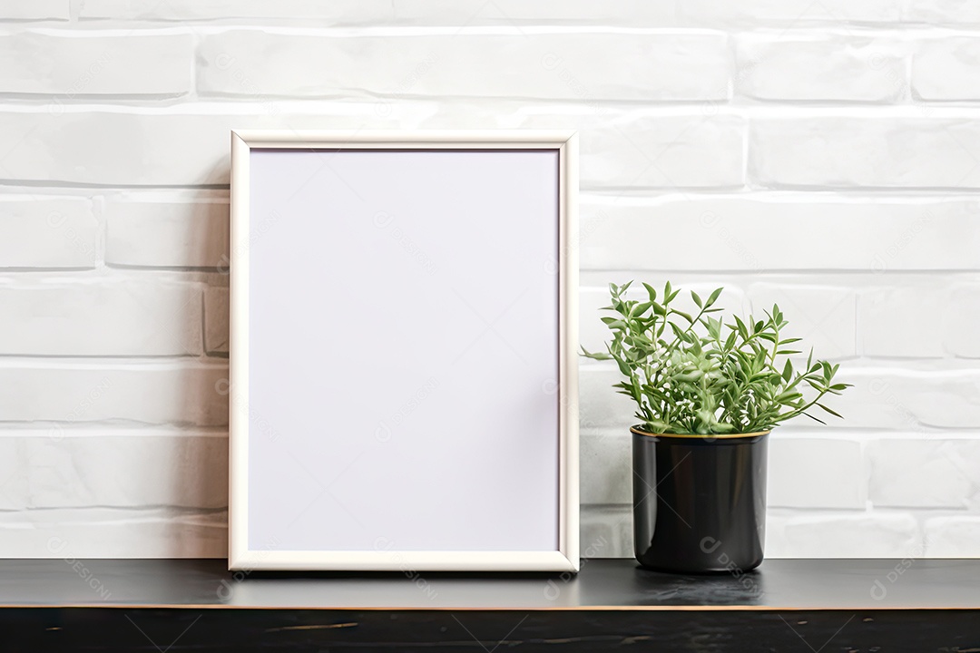 Uma moldura simples para simular um ambiente contemporâneo em uma sala de estar