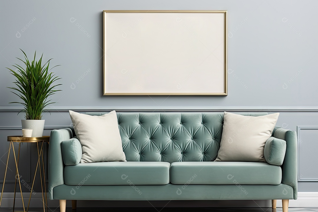 Uma moldura simples para simular um ambiente contemporâneo em uma sala de estar