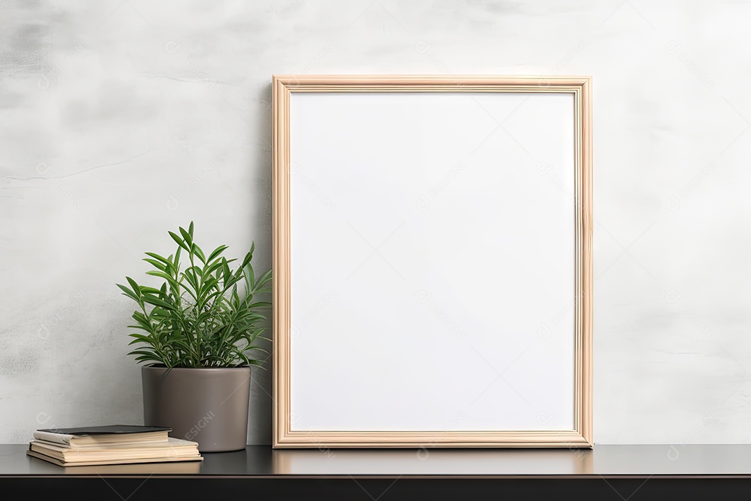 Uma moldura simples para simular um ambiente contemporâneo em uma sala de estar