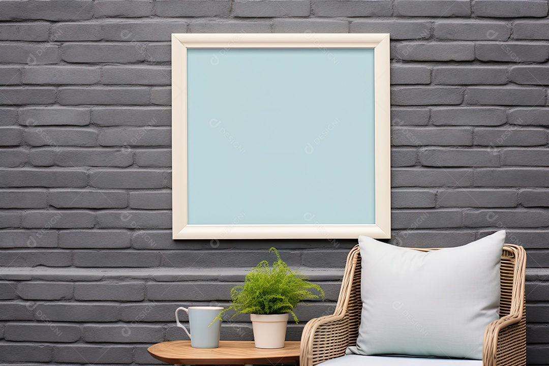 Uma moldura simples para simular um ambiente contemporâneo em uma sala de estar