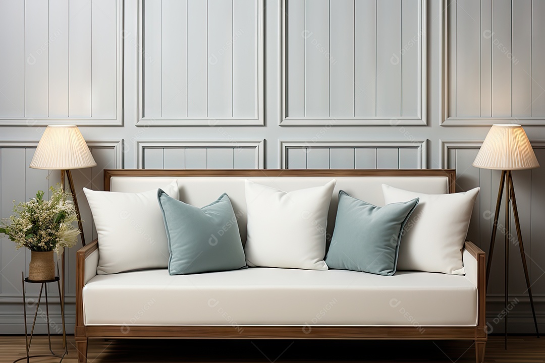 Uma moldura simples para simular um ambiente contemporâneo em uma sala de estar