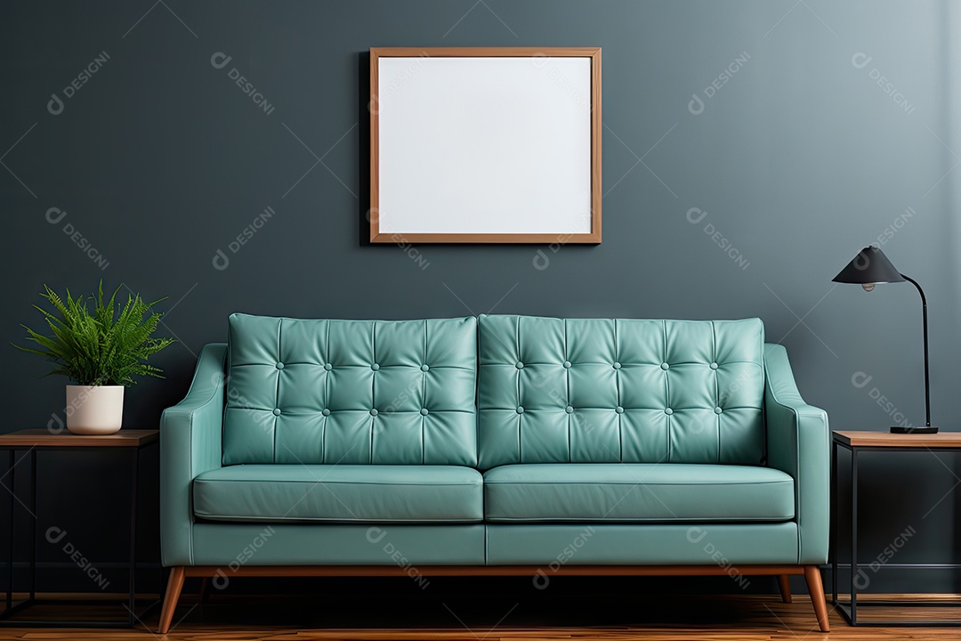 Uma moldura simples para simular um ambiente contemporâneo em uma sala de estar