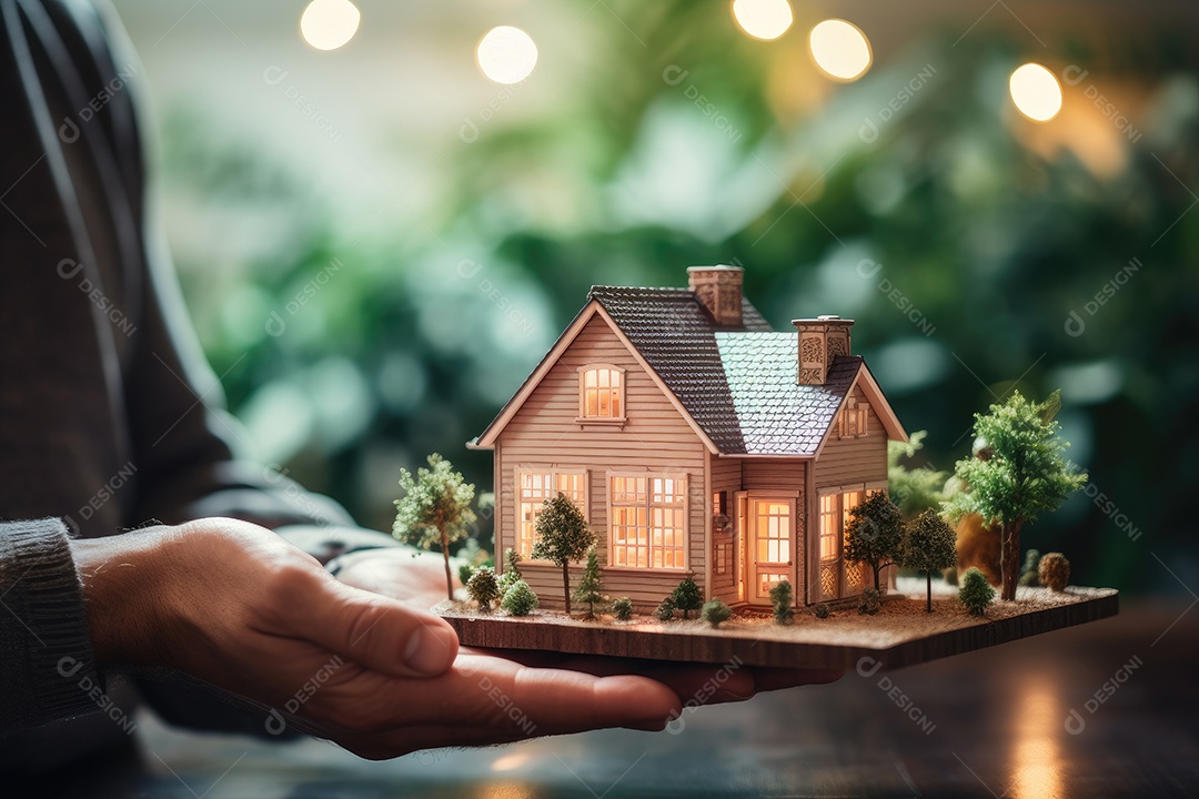 Casa modelo pequena com moedas conceito de compra e venda de casa gerado pela IA