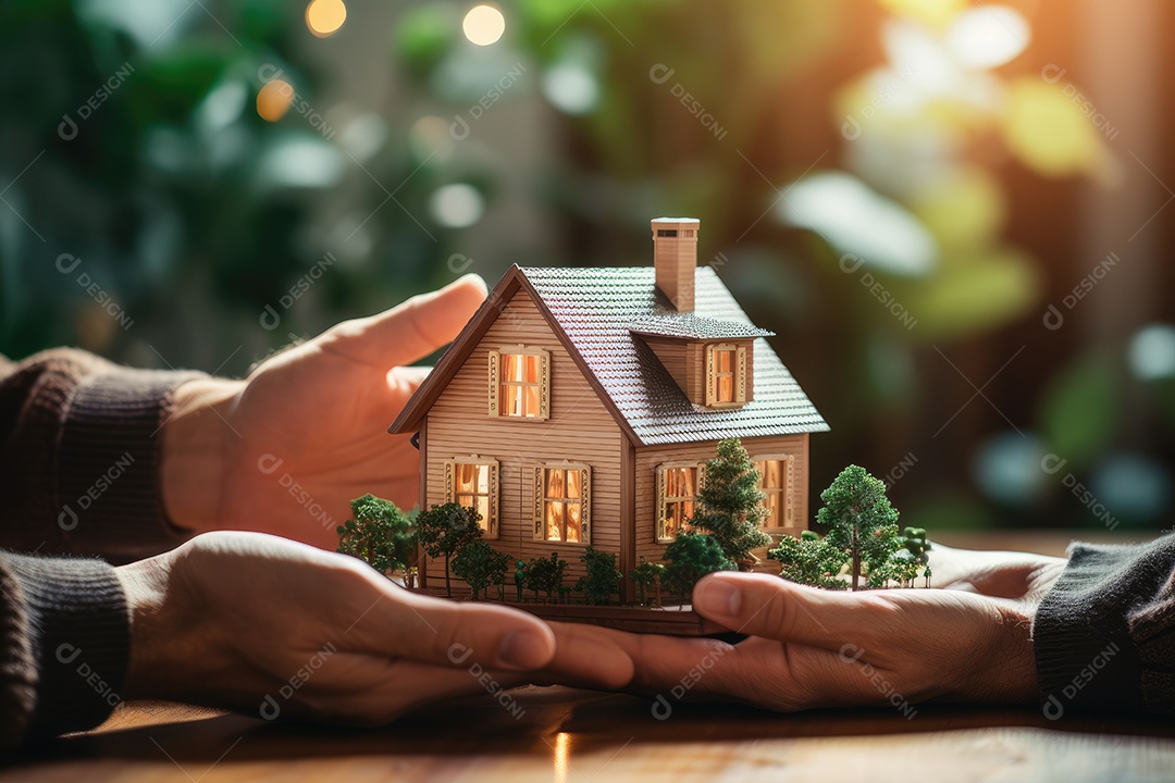 Casa modelo pequena com moedas conceito de compra e venda de casa gerado pela IA