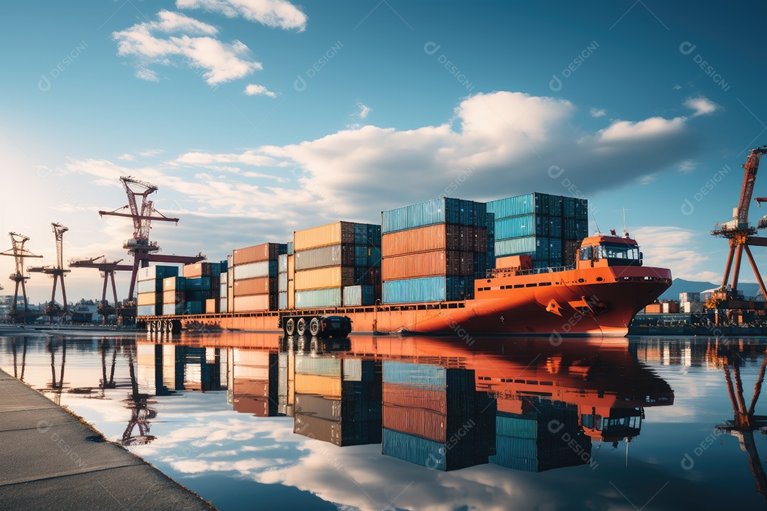 wichayada.suw_An_image_depicting_logistics_with_a_container_tru_cUma imagem representando logística com um caminhão de contêiner e navio no porto b9e631f-926b-4ec8-b6df-726e5f11c560-gigapixel-standard-scale-4_00x