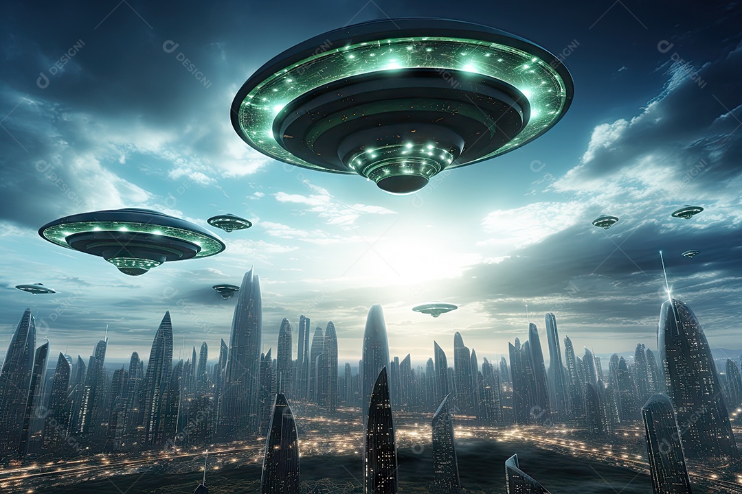 Um encontro intenso enquanto uma aeronave militar se aproxima de um objeto voador não identificado sobre um vasto oceano gerado por IA